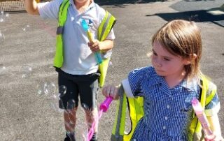 St Marys children with bubbles