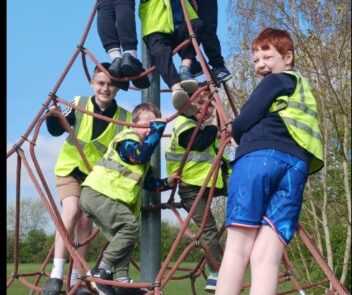 Children outside climbing